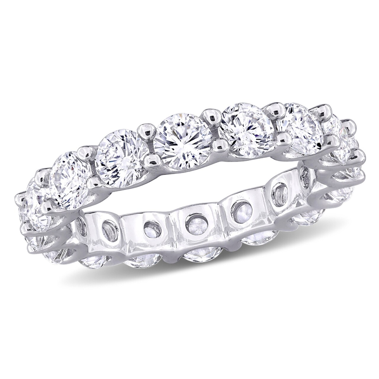 Gem And Harmony 5.12 Carat (ctw) Lab-Created White Sapphire Eternity Wedding Anniversary Band Ring in Sterling Silver